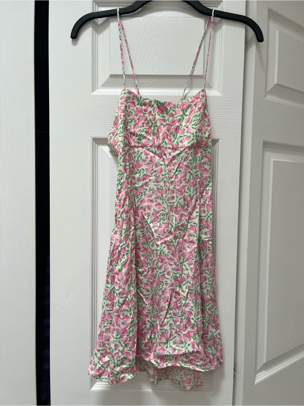 NWT Zara Satin Effect Floral Print Cut Out Back Dress S
